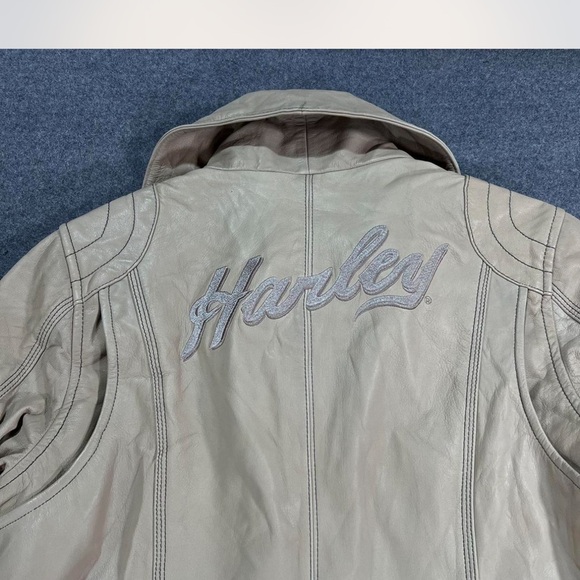 Women’s  Beige HD Leather Jacket - Picture 2 of 8